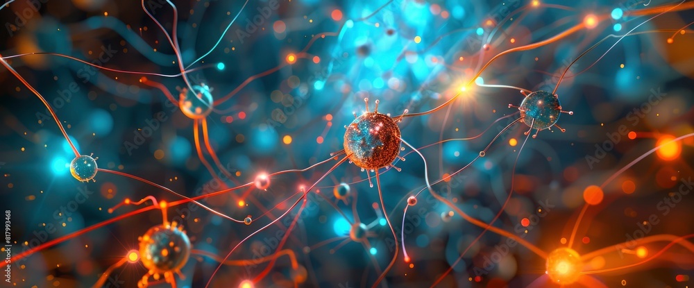 Technology Abstract, Digital Neural Nodes, Technology Abstract Background Technology Abstract, Digital Neural Nodes, Technology Abstract Background