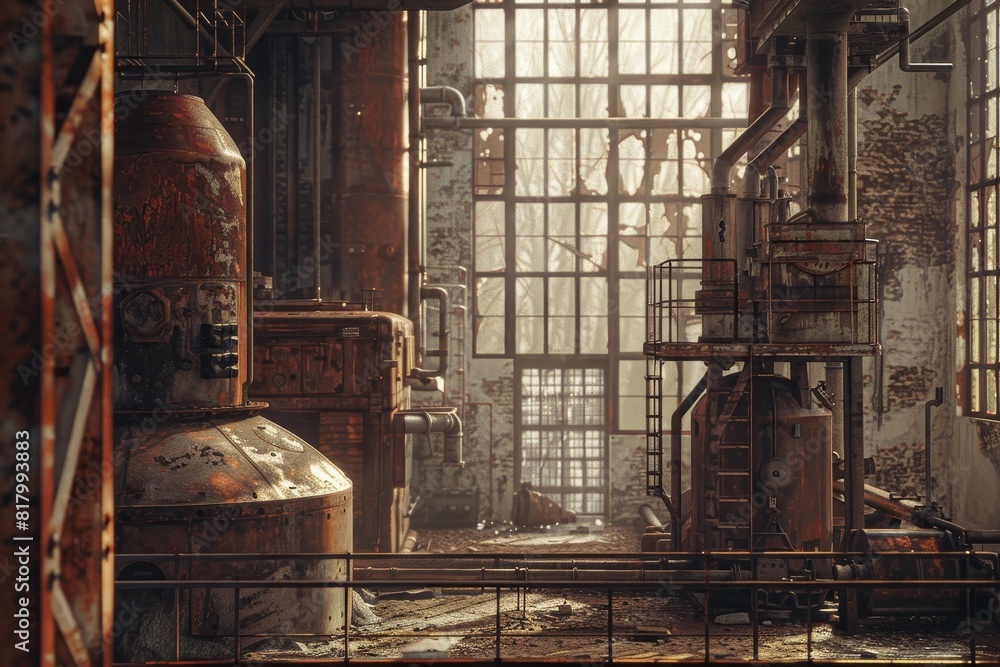 Interior of an abandoned industrial factory Interior of an abandoned industrial factory