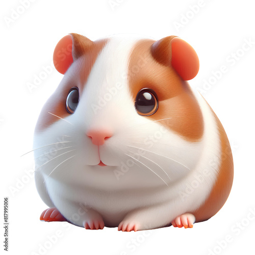 3D CUTE Cavia porcellus Guinea pig Isolated on white background
 photo