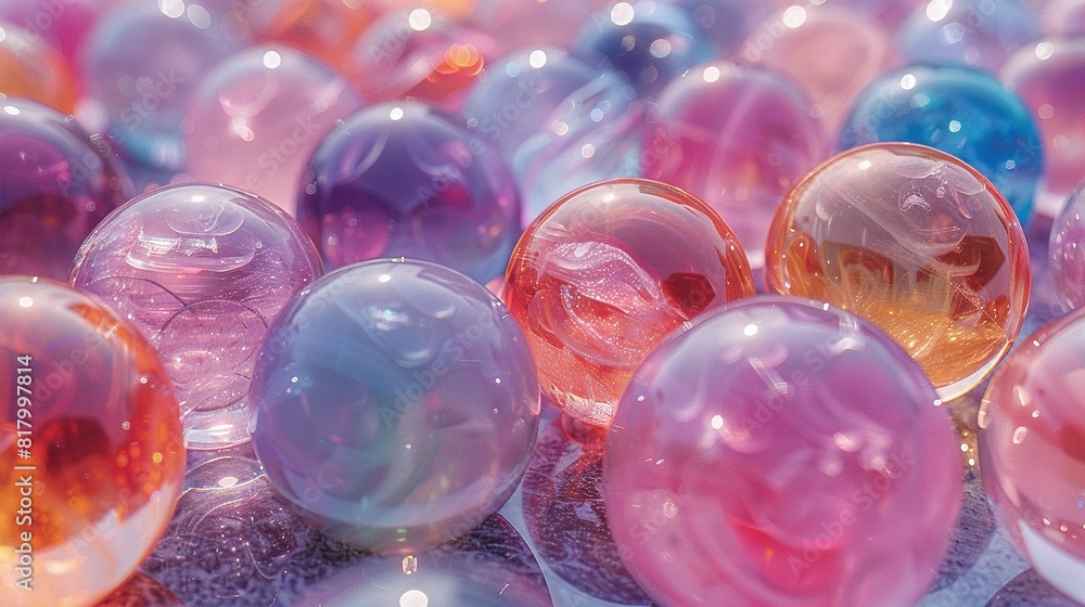 A cluster of vibrant spheres atop a heap of varied hues in the center of the frame A cluster of vibrant spheres atop a heap of varied hues in the center of the frame