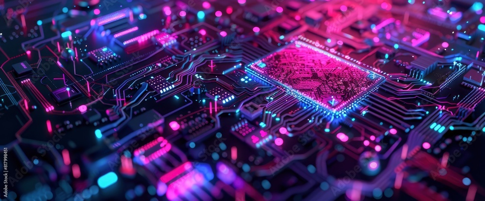 Fototapeta premium Technology Abstract, Holographic Circuits, Technology Abstract Background