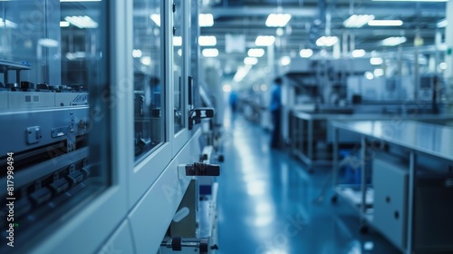 Advanced semiconductor manufacturing process within an industrial factory, showcasing the specialized production techniques and machinery