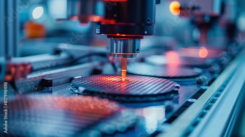 Advanced semiconductor manufacturing process within an industrial factory, showcasing the specialized production techniques and machinery