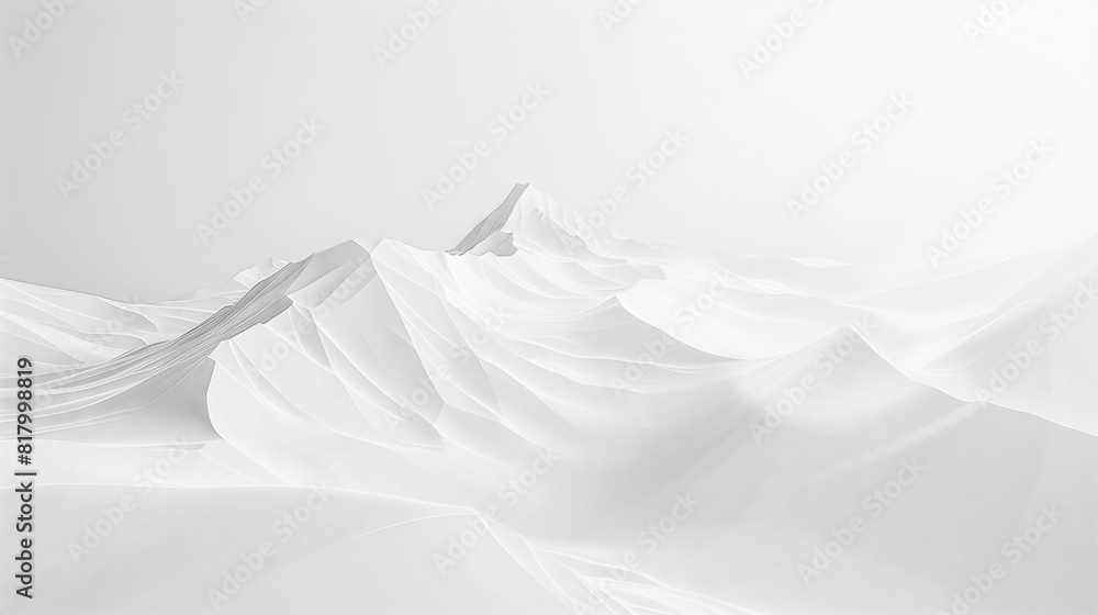 Obraz premium Minimalist mountain line drawing wallpaper on white background, simple and sophisticated.