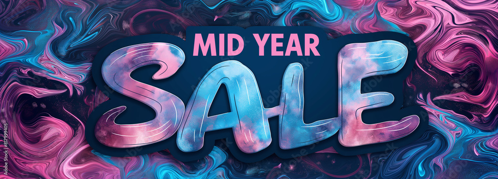 the phrase MID YEAR SALE written with a luxurious aggressive digital the phrase MID YEAR SALE written with a luxurious aggressive digital