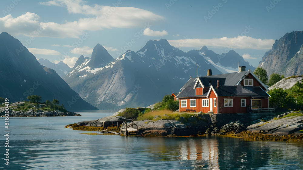 Fototapeta premium Summer landscape with mountains.