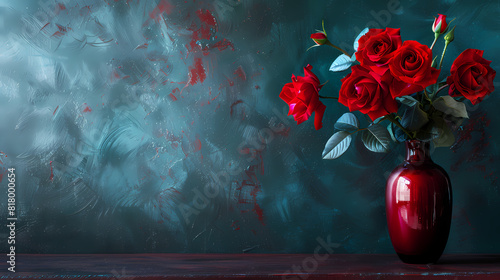 Still life of beautiful red roses for sant jordi celebration photo
