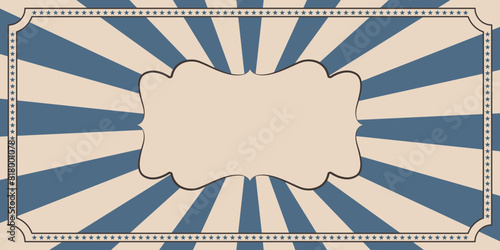Horizontal circus retro background with rays. Vector illustration.