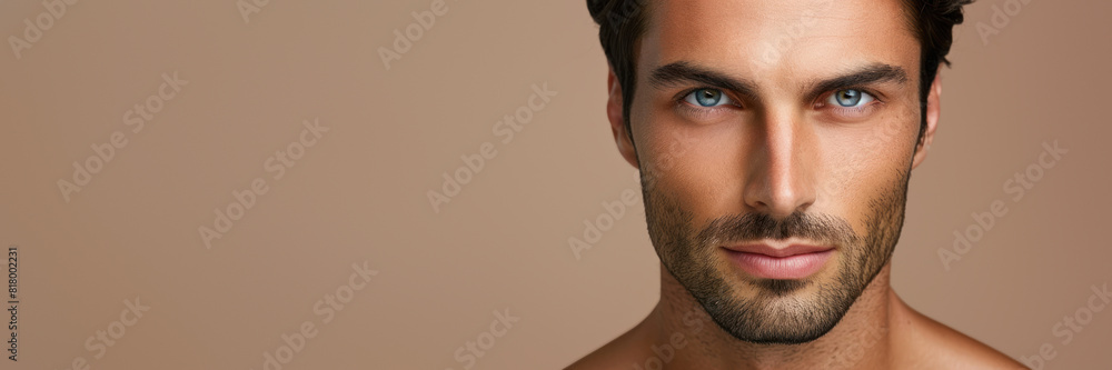 Obraz premium Close-up of a man's face with intense eyes