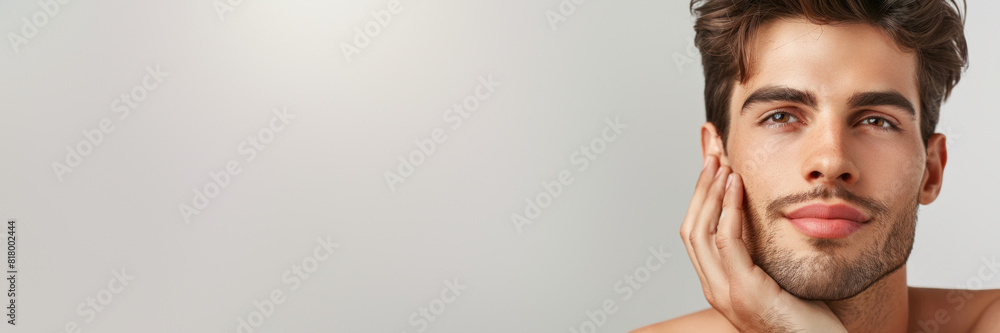 Fototapeta premium Man with a thoughtful expression touching his face