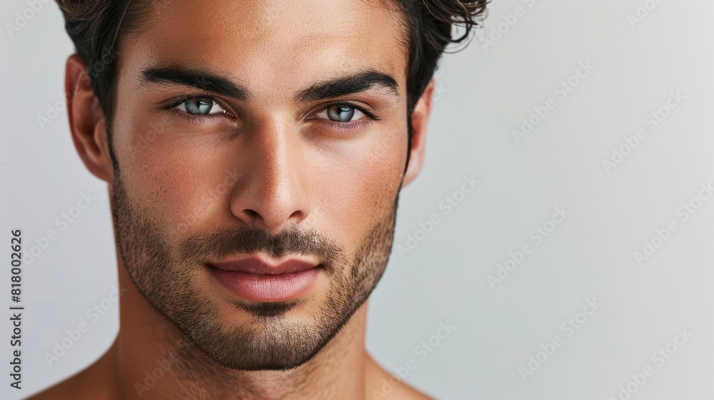 Close portrait of a man with a calm gaze Close portrait of a man with a calm gaze