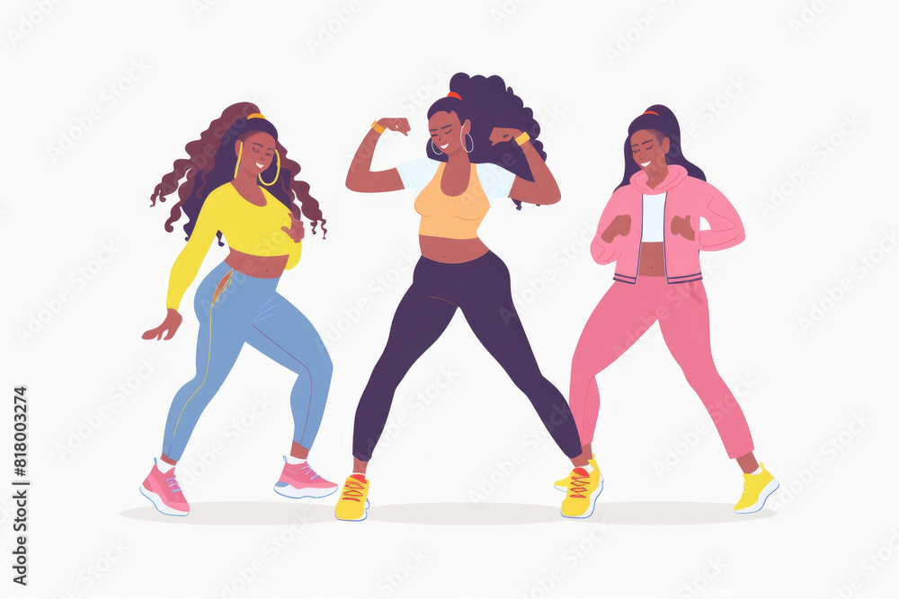 custom made wallpaper toronto digitalThree black women in vibrant clothing dancing energetically as a group