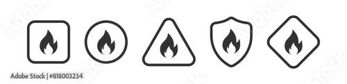 Fire sign. Danger flames icon. Flammable emblem. Hot danger, warning, caution vector.