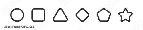 Geometric shape square, circle, triangle, pentagon, rhombus, star icon set. Simple geometry element.