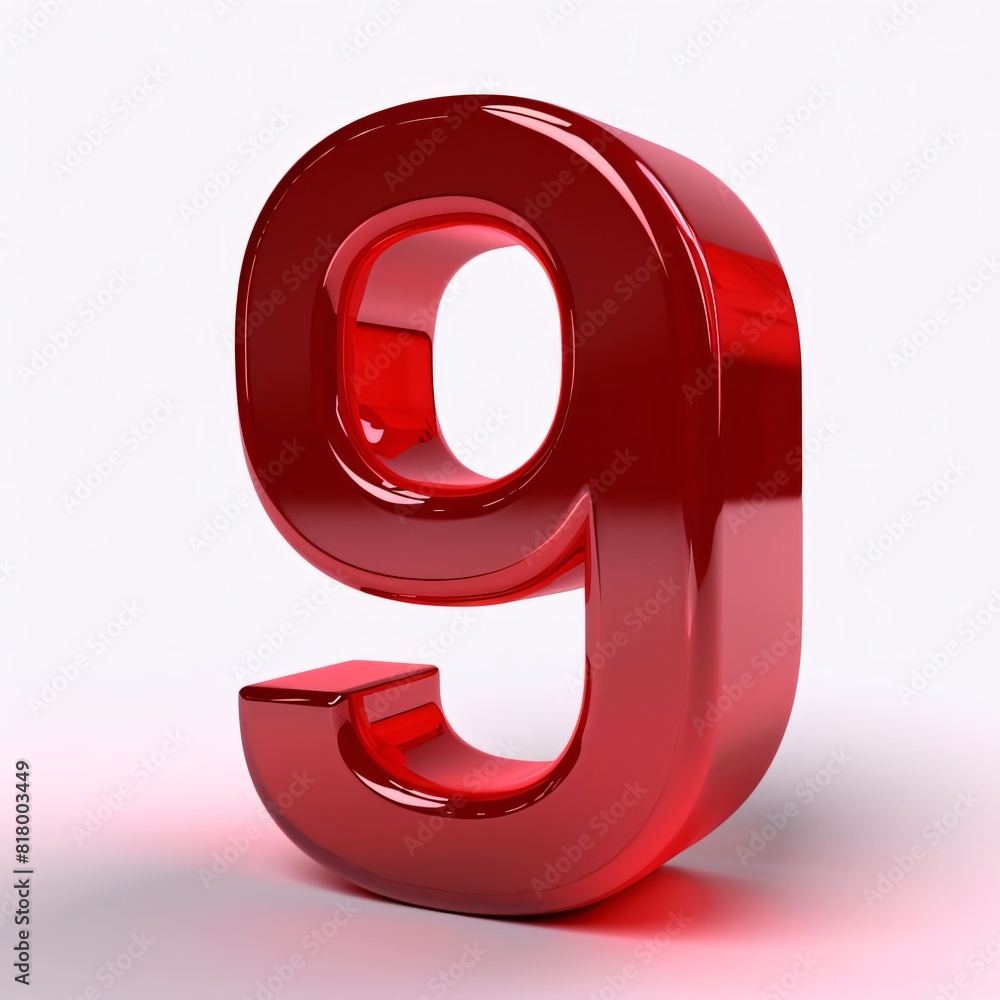 3d glossy red number 9 isolated on white background, computer generated images 3d glossy red number 9 isolated on white background, computer generated images