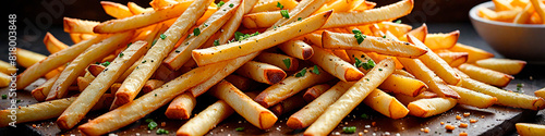 Panorama. Panoramic view with delicious french fries photo