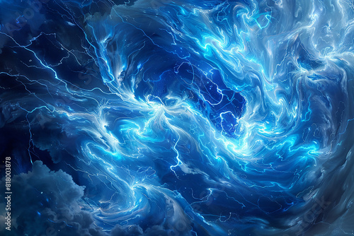 A digital painting of a blue energy cloud, swirling and pulsing with raw energy and power.