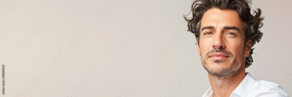 Confident man in white shirt looking aside Confident man in white shirt looking aside