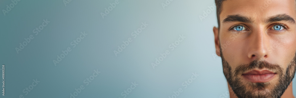 Fototapeta premium Close-up of man with piercing blue eyes