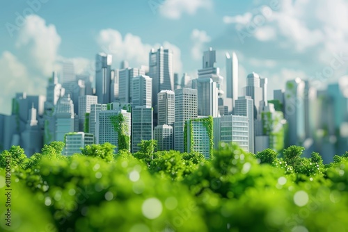 A city surrounded by trees. green living concept © Koon