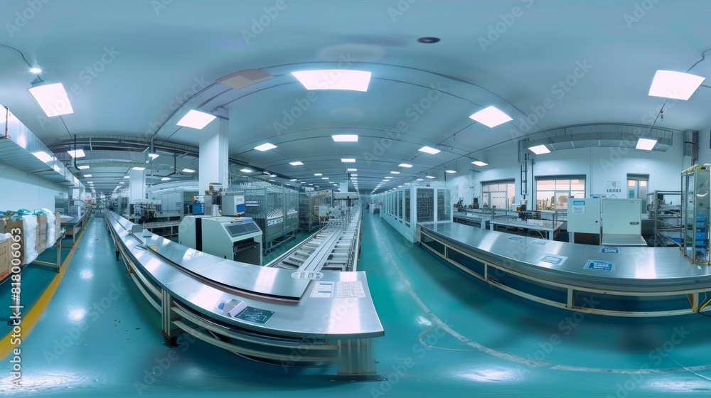 Fototapeta premium High-tech electronic device factory, focusing on the production of intricate circuit boards, captured in industrial settings