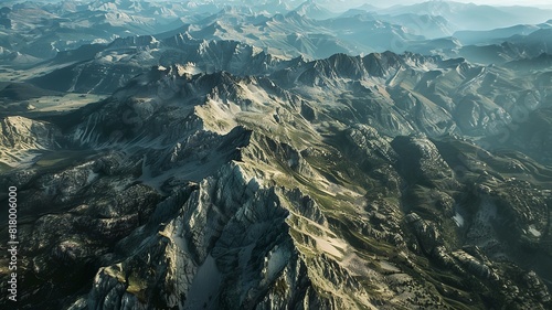 a wonderful picture of the huge mountains from a bird s eye view  generated by AI