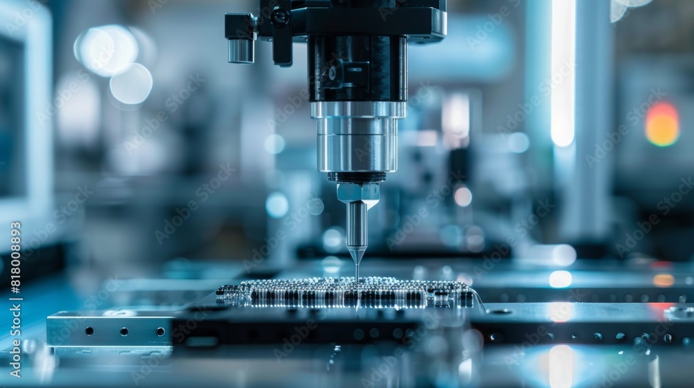 Precision and innovation at an electronic device factory, with a focus on the specialized cable production lines, under detailed studio lighting Precision and innovation at an electronic device factory, with a focus on the specialized cable production lines, under detailed studio lighting