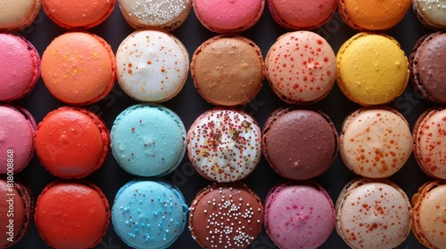 food styling, artfully arranged colorful macaroon cookies are a feast for the eyes and taste buds, appealing to both visual and gustatory senses photo