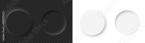 Neumorphism buttons design. Elements over transparent background