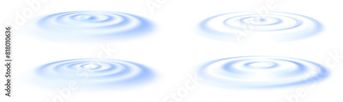 Water drop wave splash effects. Realistic water ripple. Waves over transparent background