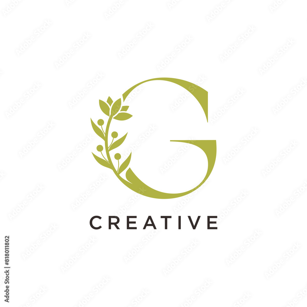 letters G with flowers leaves. Vector illustration for wedding, greeting cards, invitations, beauty icon template design letters G with flowers leaves. Vector illustration for wedding, greeting cards, invitations, beauty icon template design