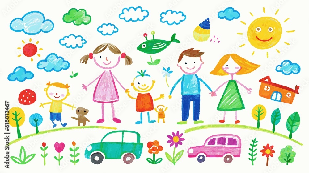 A young artist lets their imagination soar with a hand-drawn masterpiece in colorful chalk on a clean white canvas. A young artist lets their imagination soar with a hand-drawn masterpiece in colorful chalk on a clean white canvas.
