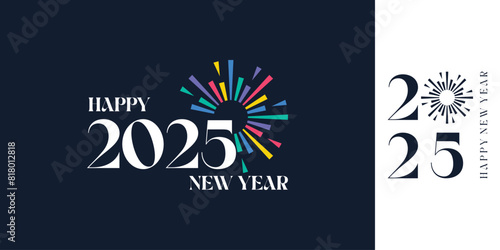 2025 Happy New Year logo design vector. colorful and trendy new year 2025 design template.