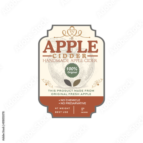 apple cider label, cider label design, Apple Cider template vector, apple engraving, hard cider
