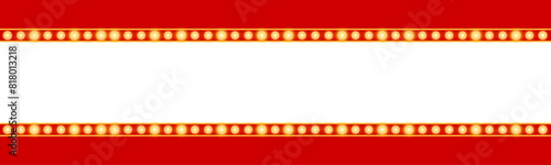 Realistic retro neon marquee blank for decoration. Concept of cinema and broadway. Isolated over transparent