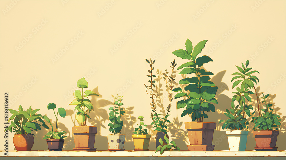 Potted ornamental plants 2D illustration Potted ornamental plants 2D illustration