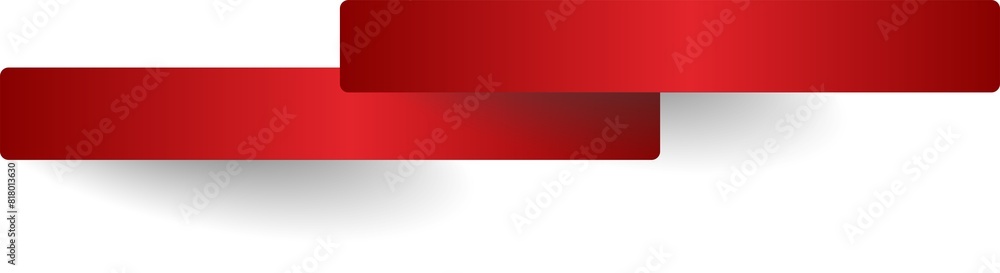 Red blank paper scraps with shadows, banners, label