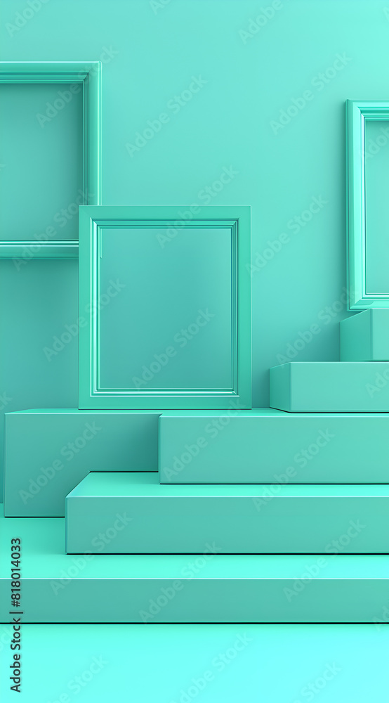 A green wall with a green box on top of it A green wall with a green box on top of it