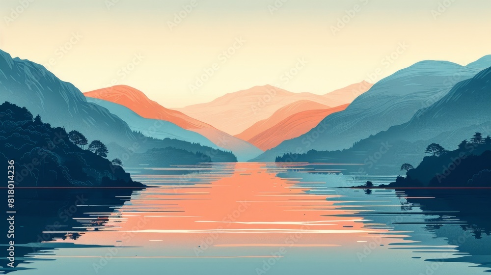 Illustration of Loch Lomond, Scotland

