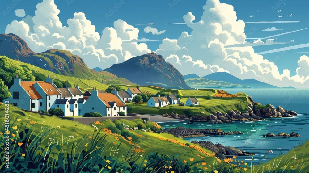 Fototapeta premium Illustration of Isle of Skye, Scotland