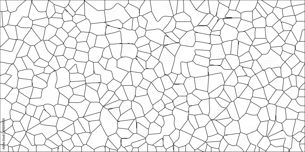 White color Broken Stained-Glass Background with black lines. Voronoi diagram background. Seamless pattern with 3d shapes vector Vintage Illustration background. Geometric Retro tiles pattern White color Broken Stained-Glass Background with black lines. Voronoi diagram background. Seamless pattern with 3d shapes vector Vintage Illustration background. Geometric Retro tiles pattern