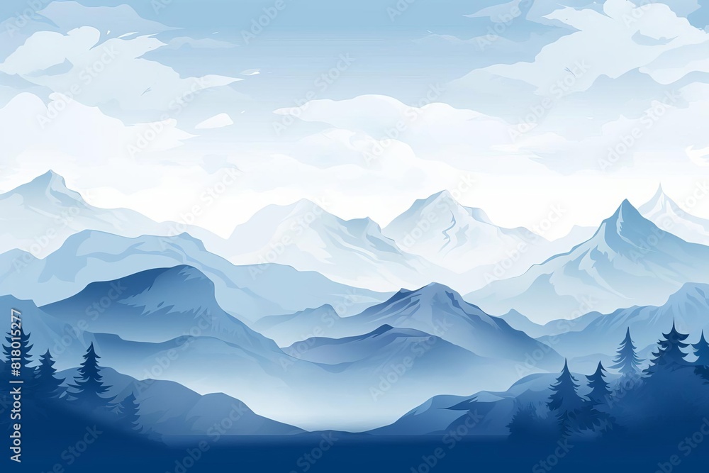 background mountains flat design front view alpine theme water color Monochromatic Color Scheme