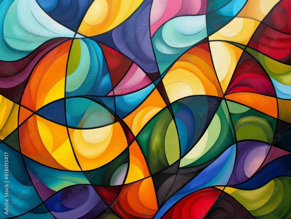 Fototapeta premium Abstract lines and curves in vibrant colors creating a dynamic and spacious look