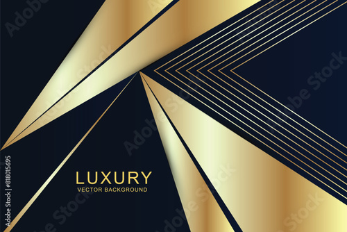 Elegant golden stage diagonal glowing with lighting effect sparkle on dark blue background. triangle design