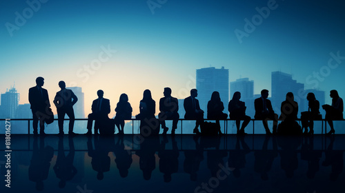 Diverse Corporate Team in Silhouette, Concept of Professionalism and Collaboration in Business Environment