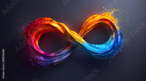 World autism awareness day concept. Autism infinity rainbow symbol sign on colorful background. Autism rights movement, neurodiversity, autistic acceptance movement symbol sign  photo