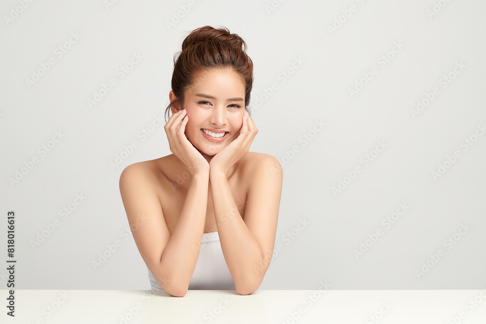 Beautiful young asian woman with clean fresh skin on white background, Face care, Facial treatment, Cosmetology, beauty and spa, Asian women portrait. Beautiful young asian woman with clean fresh skin on white background, Face care, Facial treatment, Cosmetology, beauty and spa, Asian women portrait.