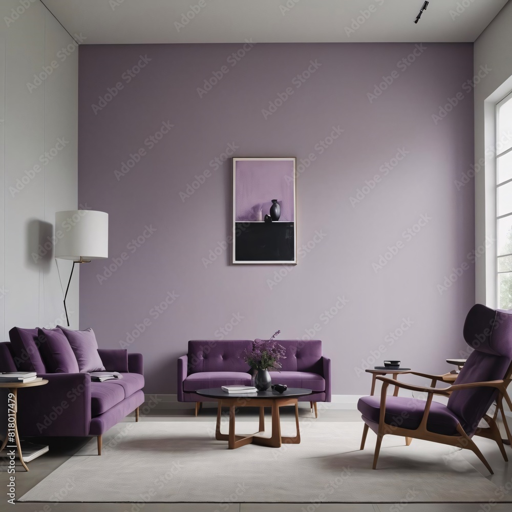 Fototapeta premium stylish purple living room interior