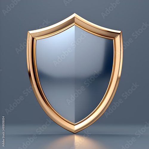 A blue and gold shield with a design of stars and fire. The shield is made of metal and has a rough texture. The design of the shield is meant to evoke a sense of strength and protection