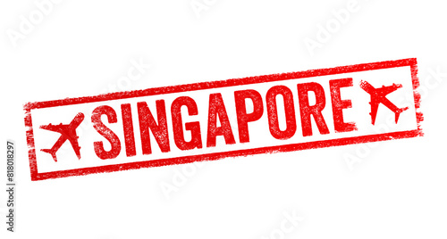 Singapore - a city-state and a country in Southeast Asia, it's one of the world's most prosperous and highly developed nations, text emblem stamp with airplane